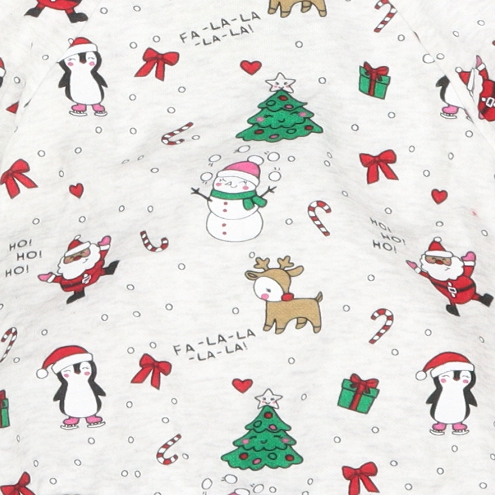 Primark Baby Grey   Basic T-Shirt Size 9-12 Months  - Christmas Prints