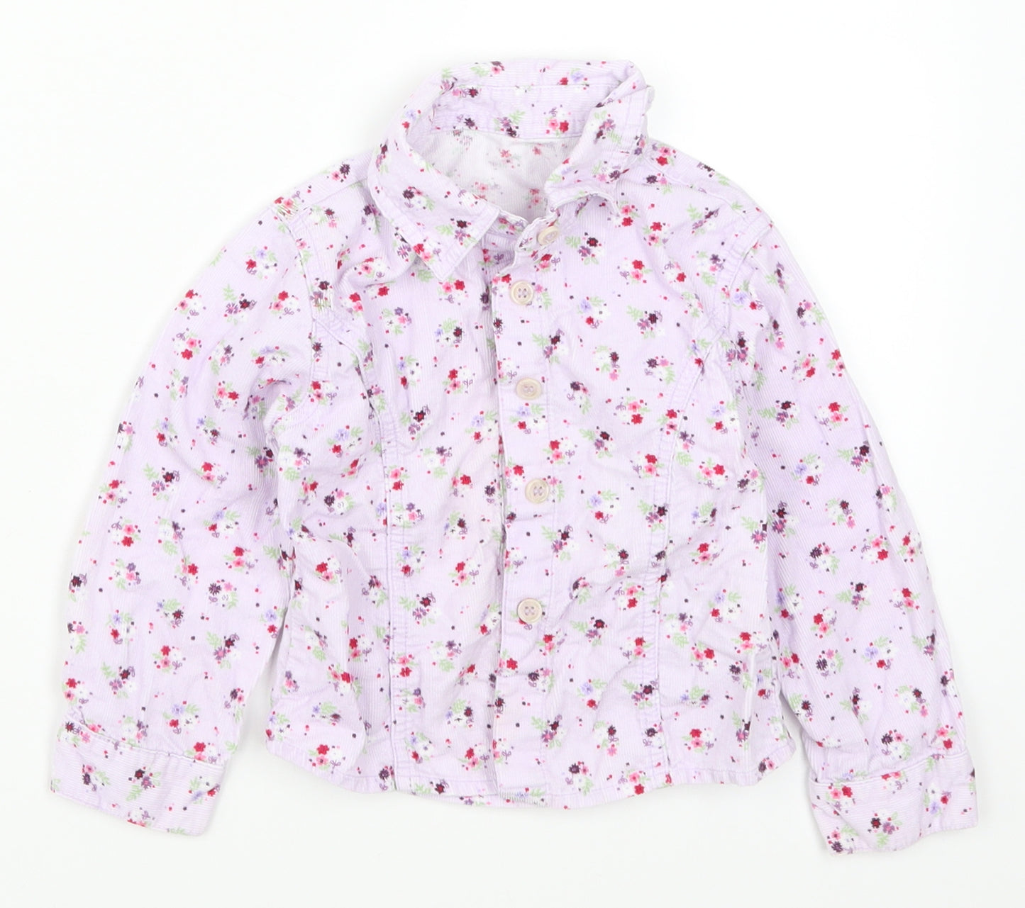 Mothercare Girls Purple Floral Corduroy Basic Button-Up Size 2-3 Years
