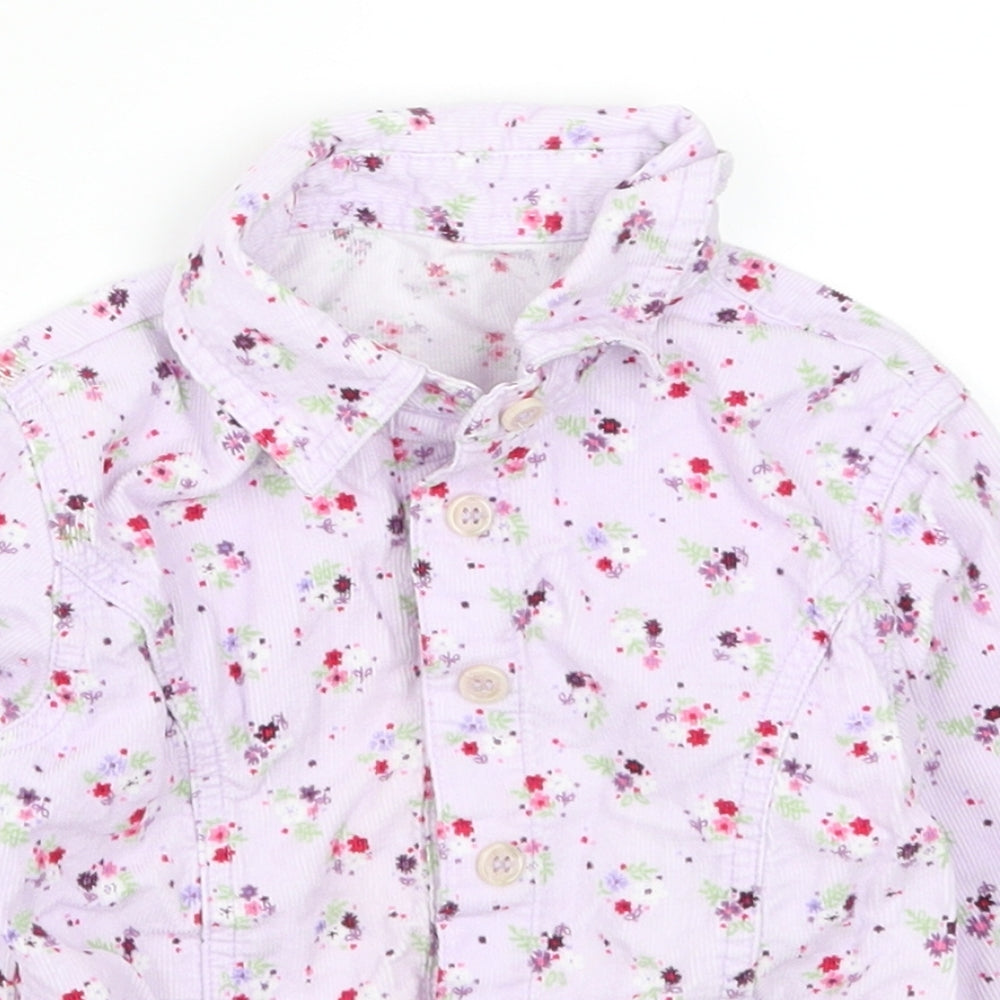 Mothercare Girls Purple Floral Corduroy Basic Button-Up Size 2-3 Years