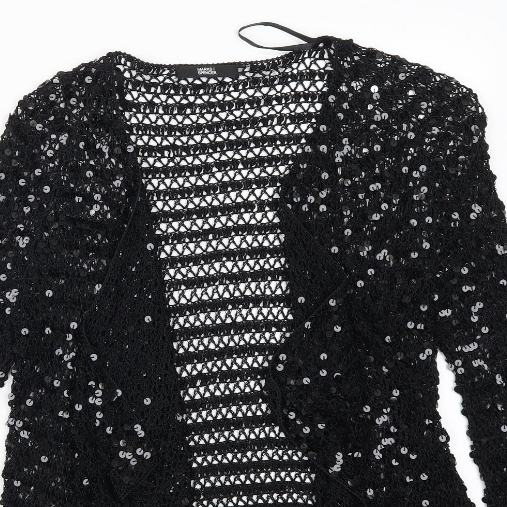 Marks and Spencer Womens Black  Knit Cardigan Jumper Size 12