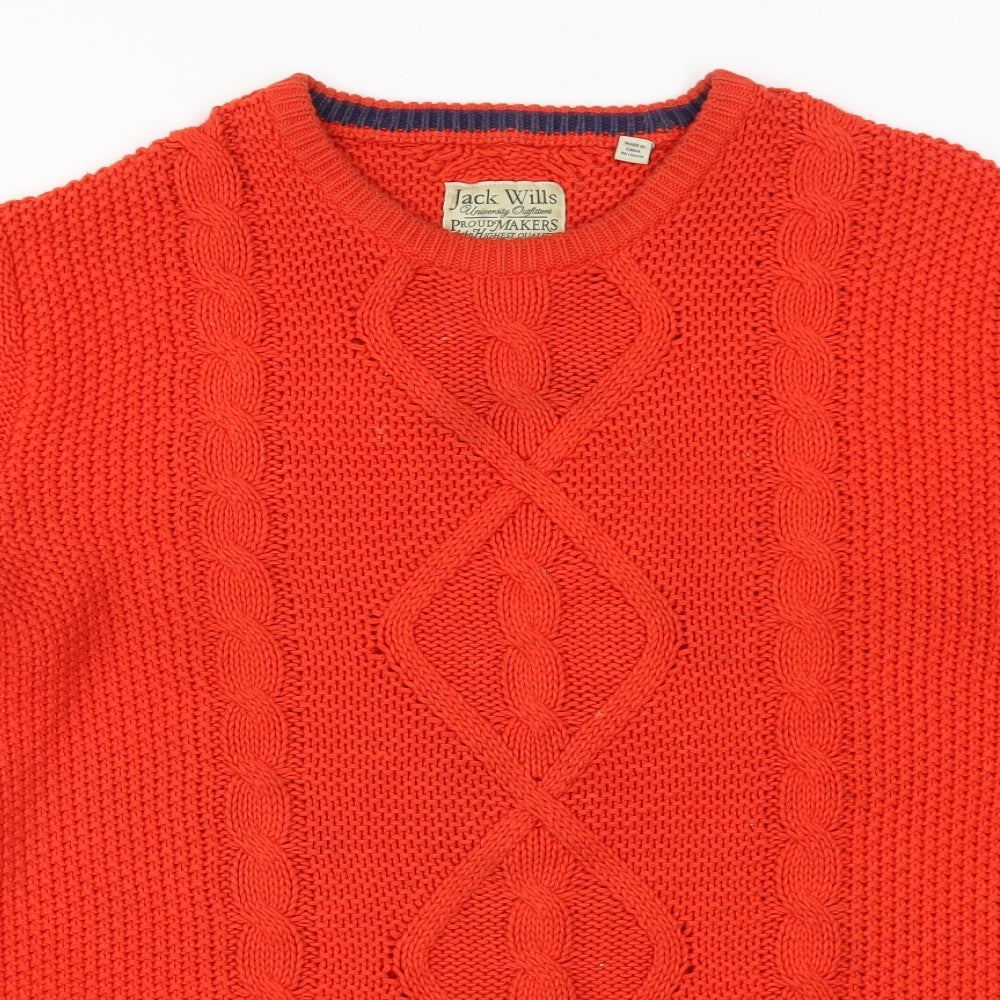 Jack Wills Mens Red  Knit Pullover Jumper Size L