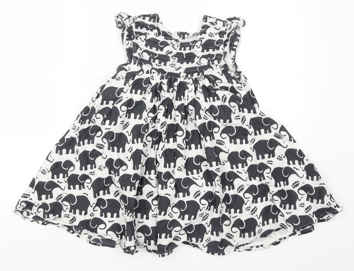 Marks and Spencer Girls Grey Animal Print  Skater Dress  Size 5-6 Years  - Elephant Print