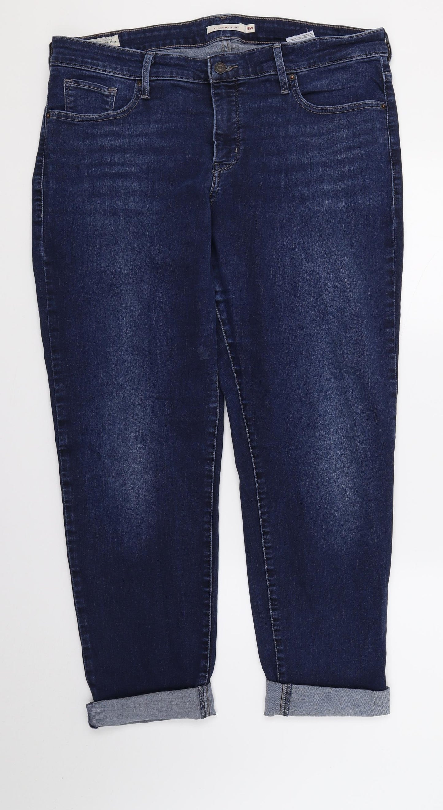 Levi Strauss & Co Womens Blue  Denim Straight Jeans Size 18 L27 in