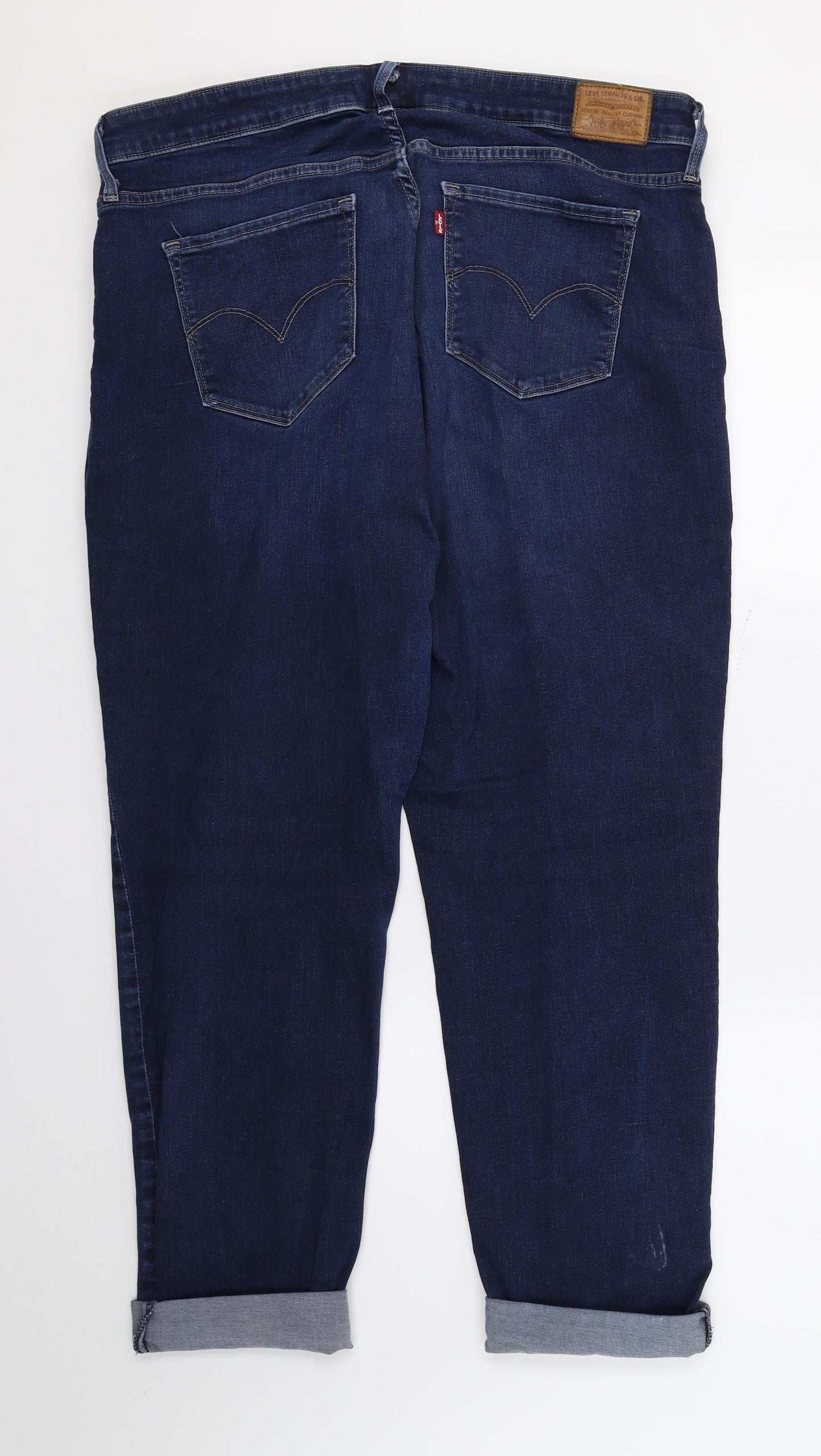 Levi Strauss & Co Womens Blue  Denim Straight Jeans Size 18 L27 in