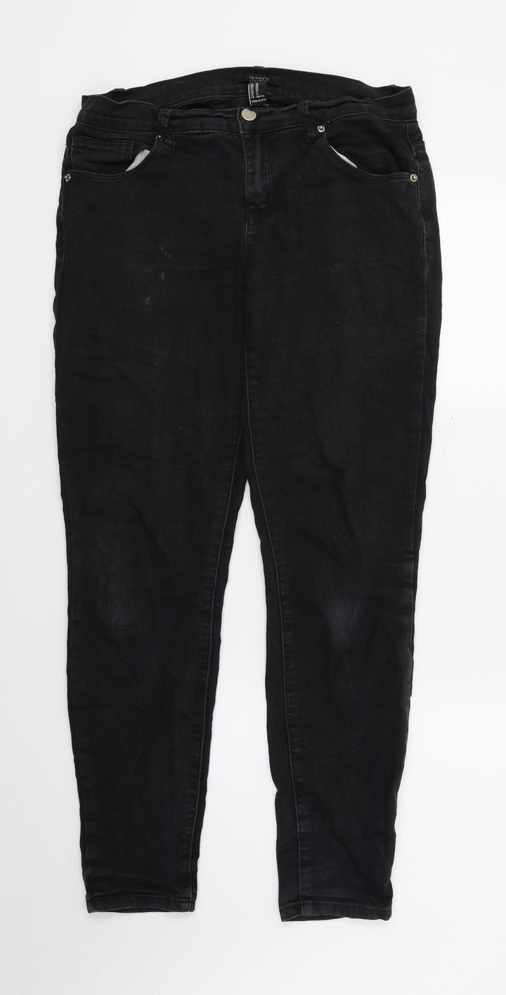 FOREVER 21 Womens Black Denim Skinny Jeans Size 12 L28 in