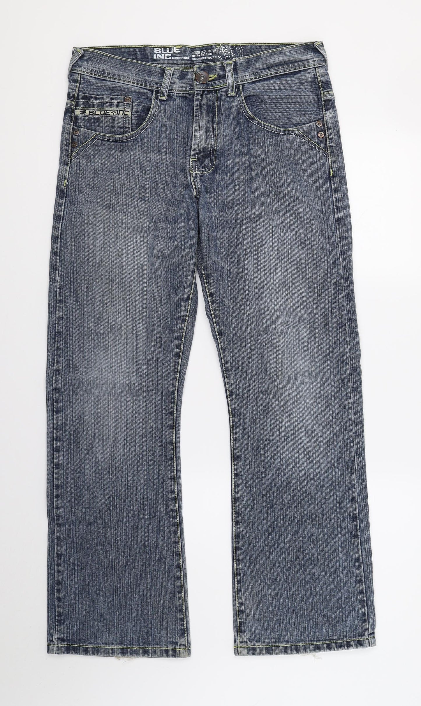 Blue Inc Mens Blue  Denim Bootcut Jeans  L29 in