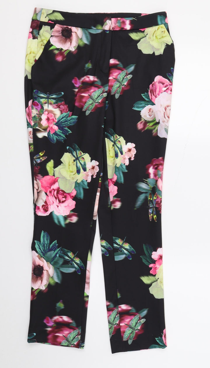 F&F Womens Multicoloured Floral Trousers Size 8 L26 in
