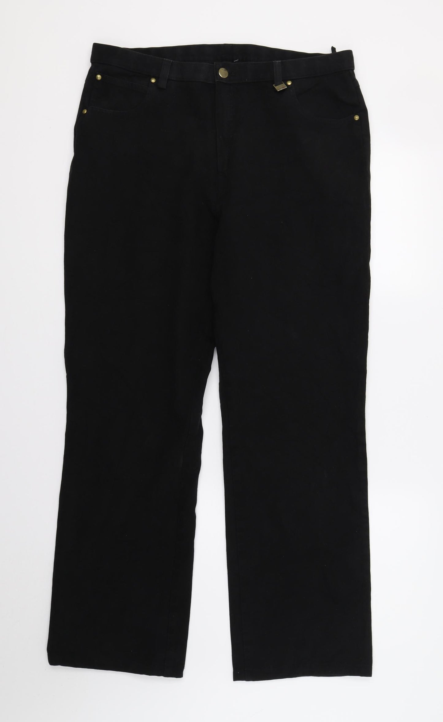 M&S Womens Black  Denim Wide-Leg Jeans Size 18 L28 in