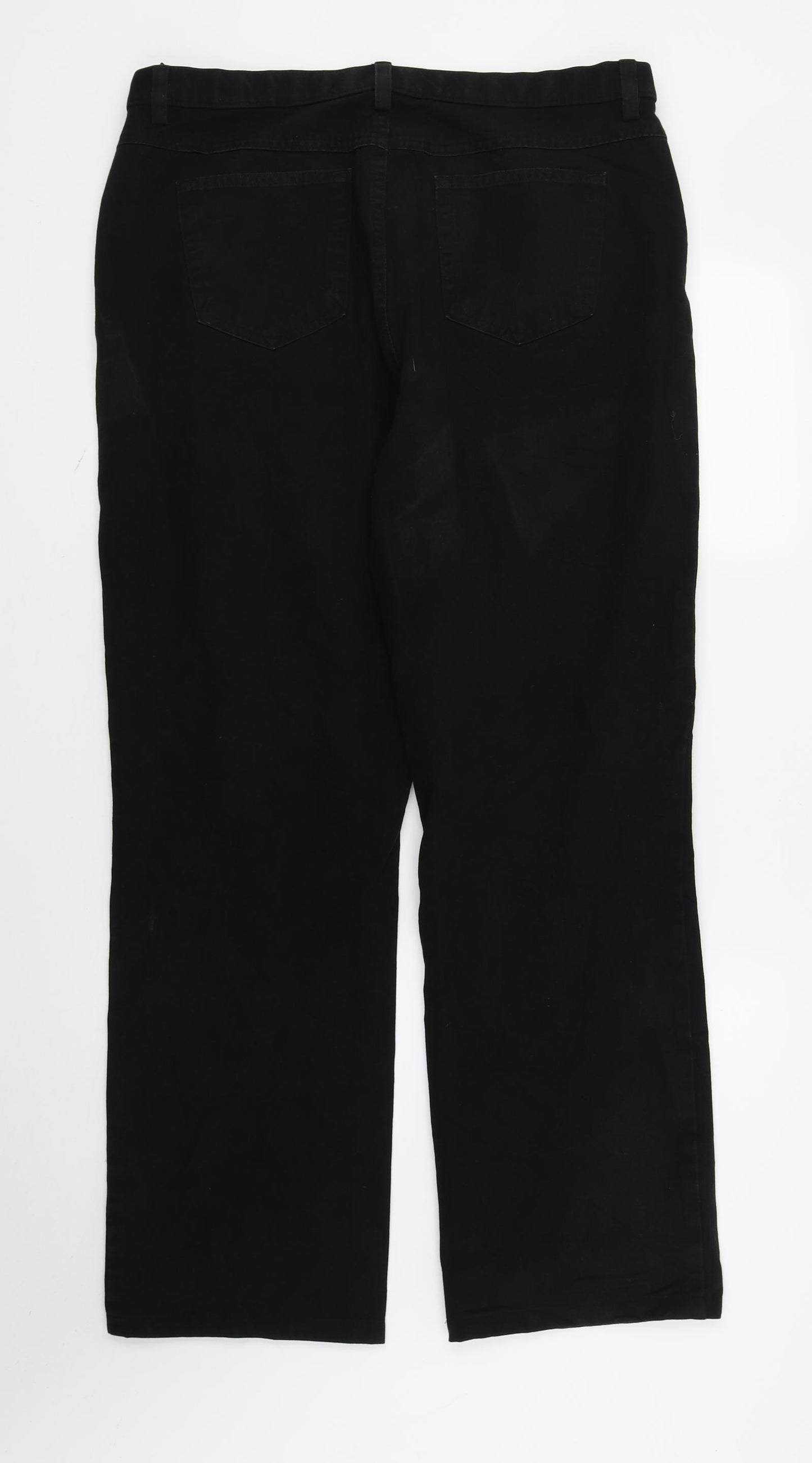 M&S Womens Black  Denim Wide-Leg Jeans Size 18 L28 in
