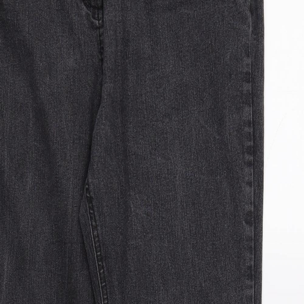 M&Co Womens Black  Denim Wide-Leg Jeans Size 16 L38 in
