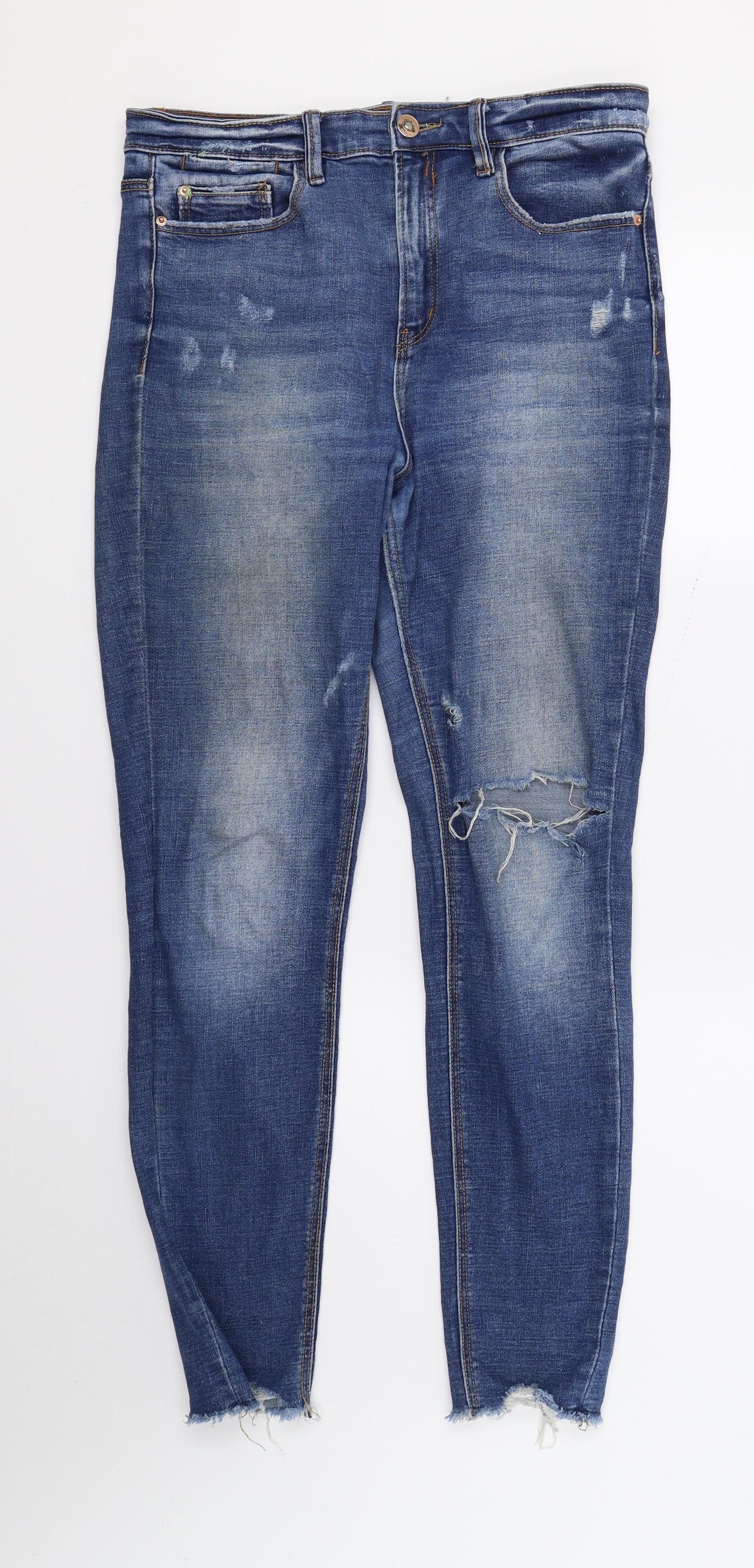 Stradivarius Womens Blue  Denim Skinny Jeans Size 12 L28 in