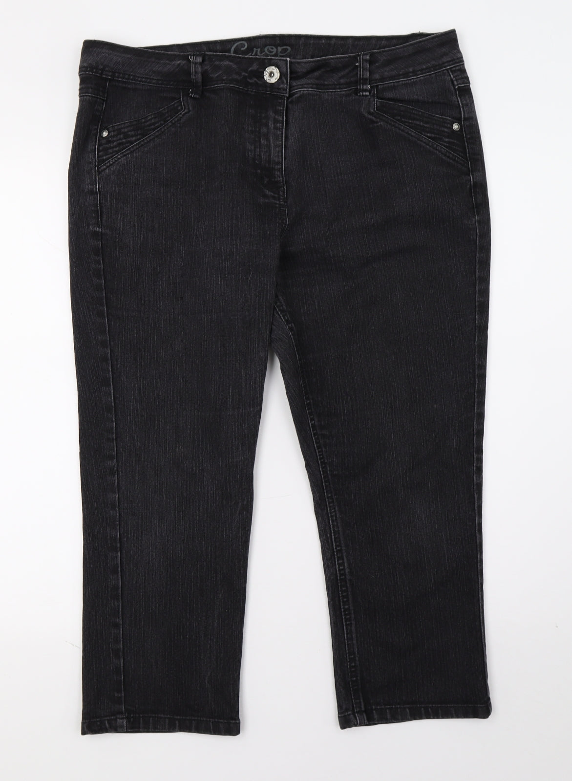 George Womens Black  Denim Straight Jeans Size 16 L21.5 in