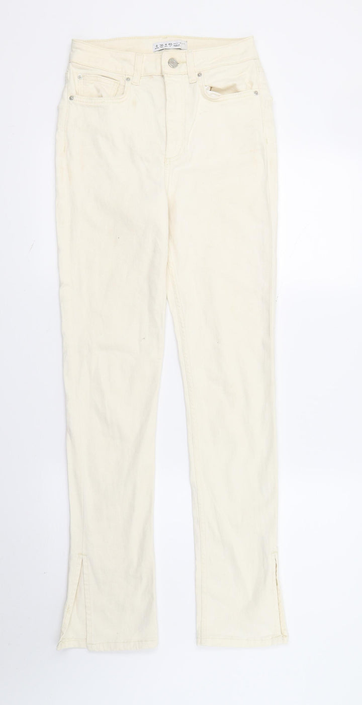 DenimCo Womens Ivory Denim Straight Jeans Size 8 L30 in
