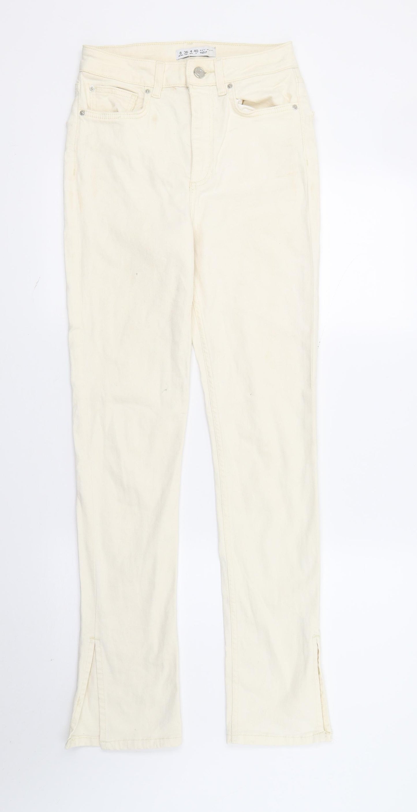 DenimCo Womens Ivory  Denim Straight Jeans Size 8 L30 in