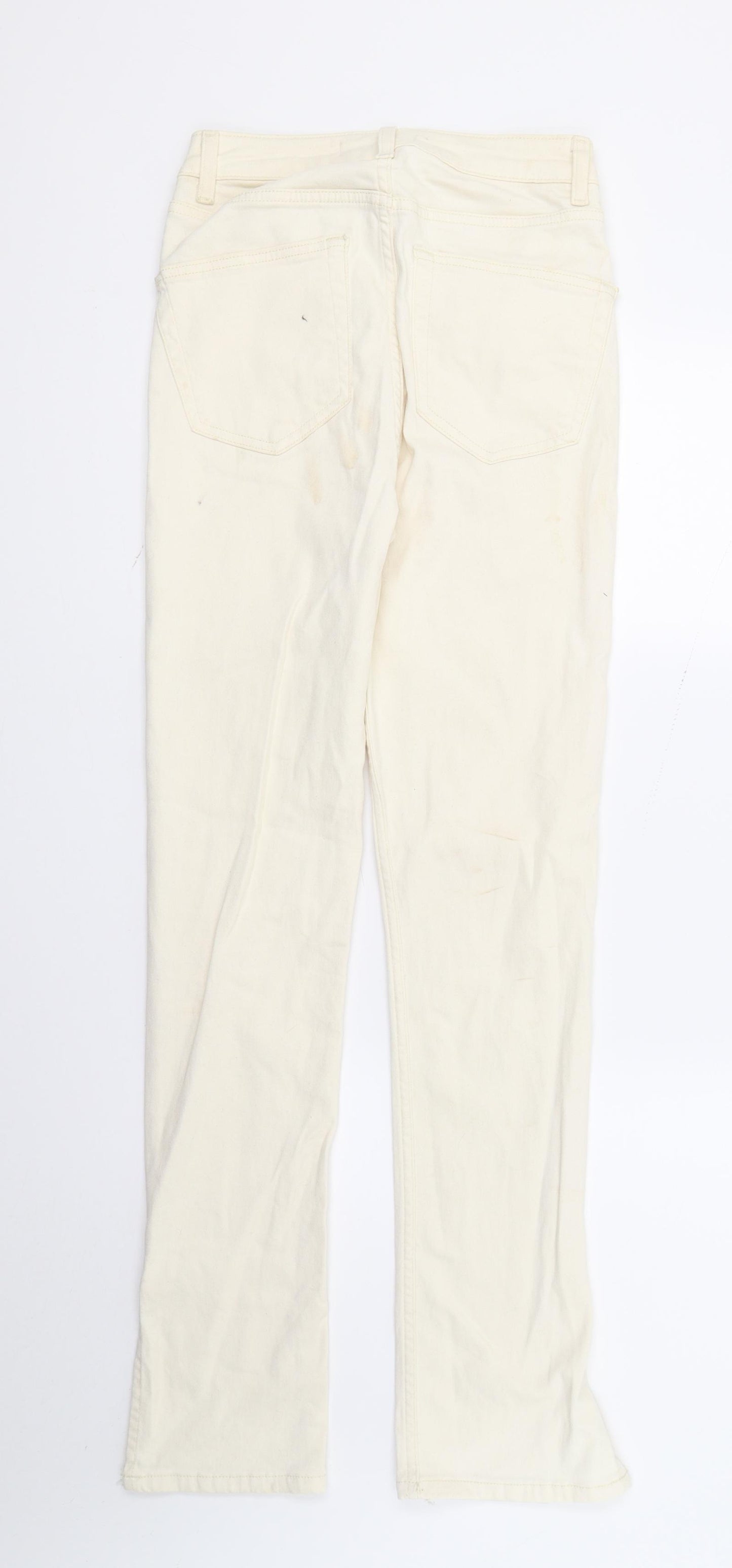 DenimCo Womens Ivory  Denim Straight Jeans Size 8 L30 in