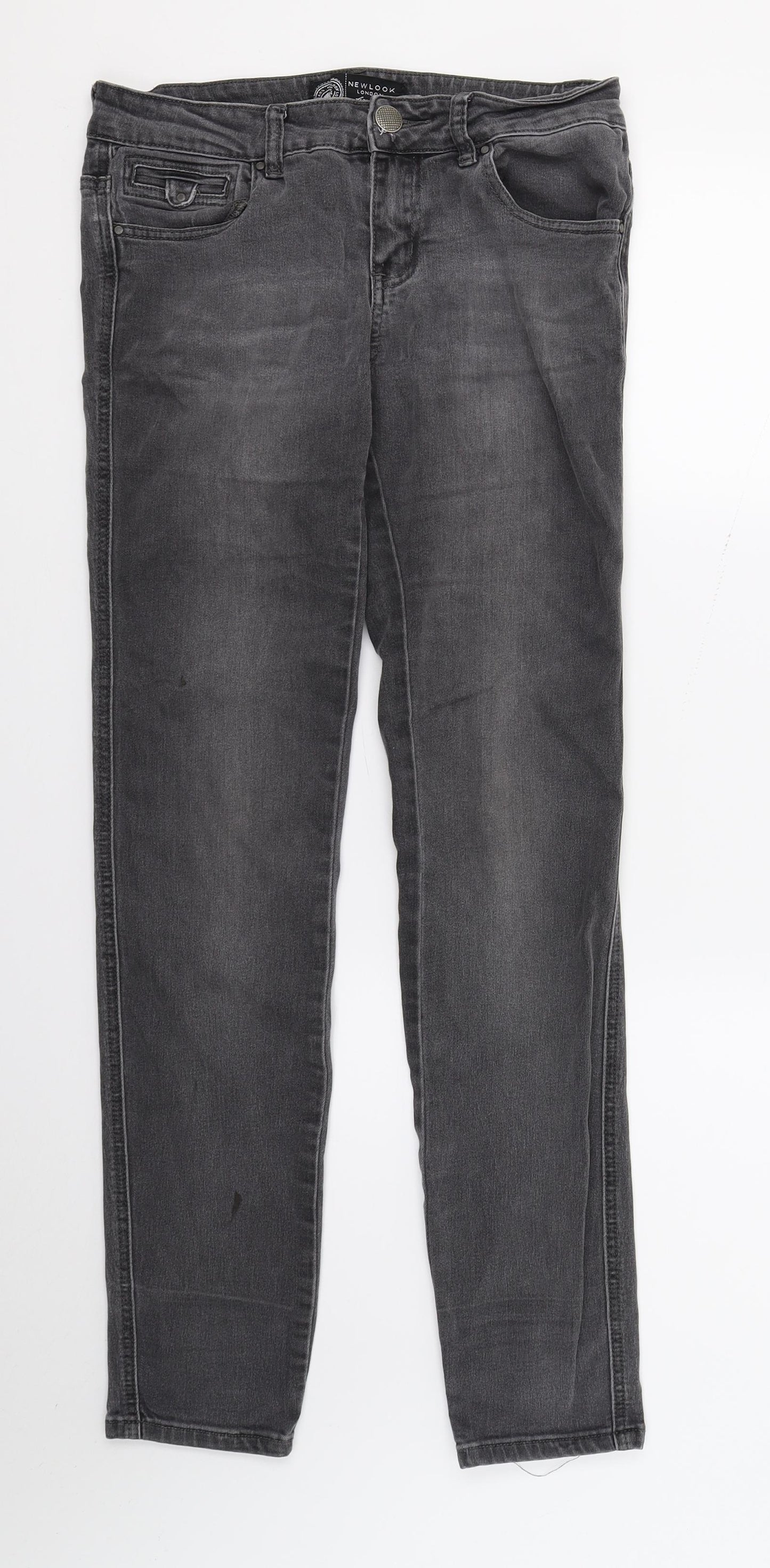 New Look Womens Grey  Denim Skinny Jeans Size 10 L32 in
