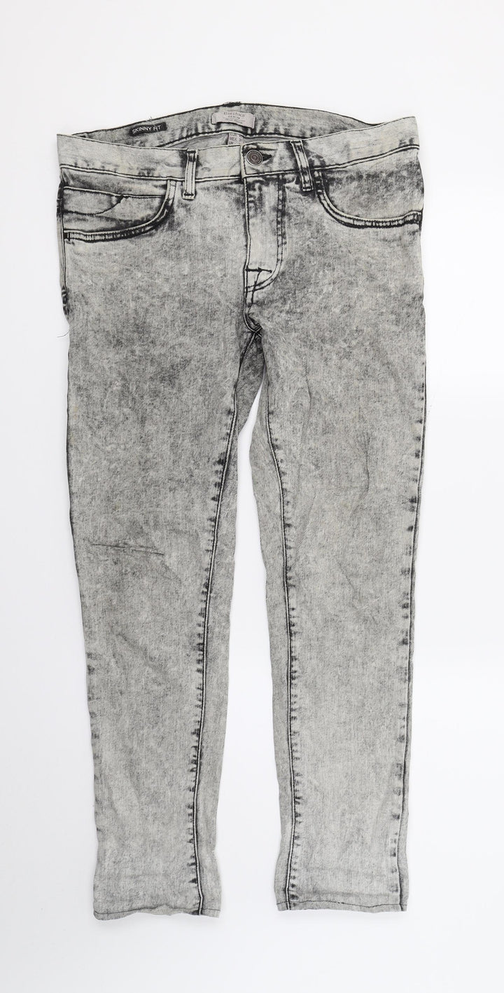 Bershka Mens Grey Denim Straight Jeans L28 in