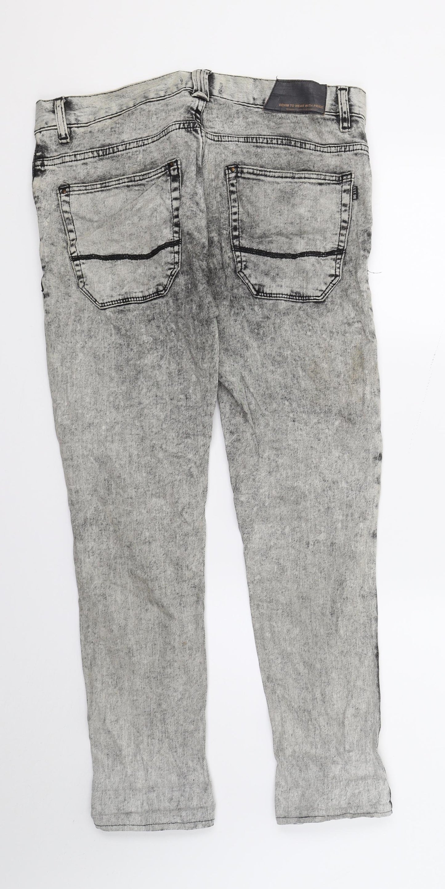 Bershka Mens Grey  Denim Straight Jeans  L28 in
