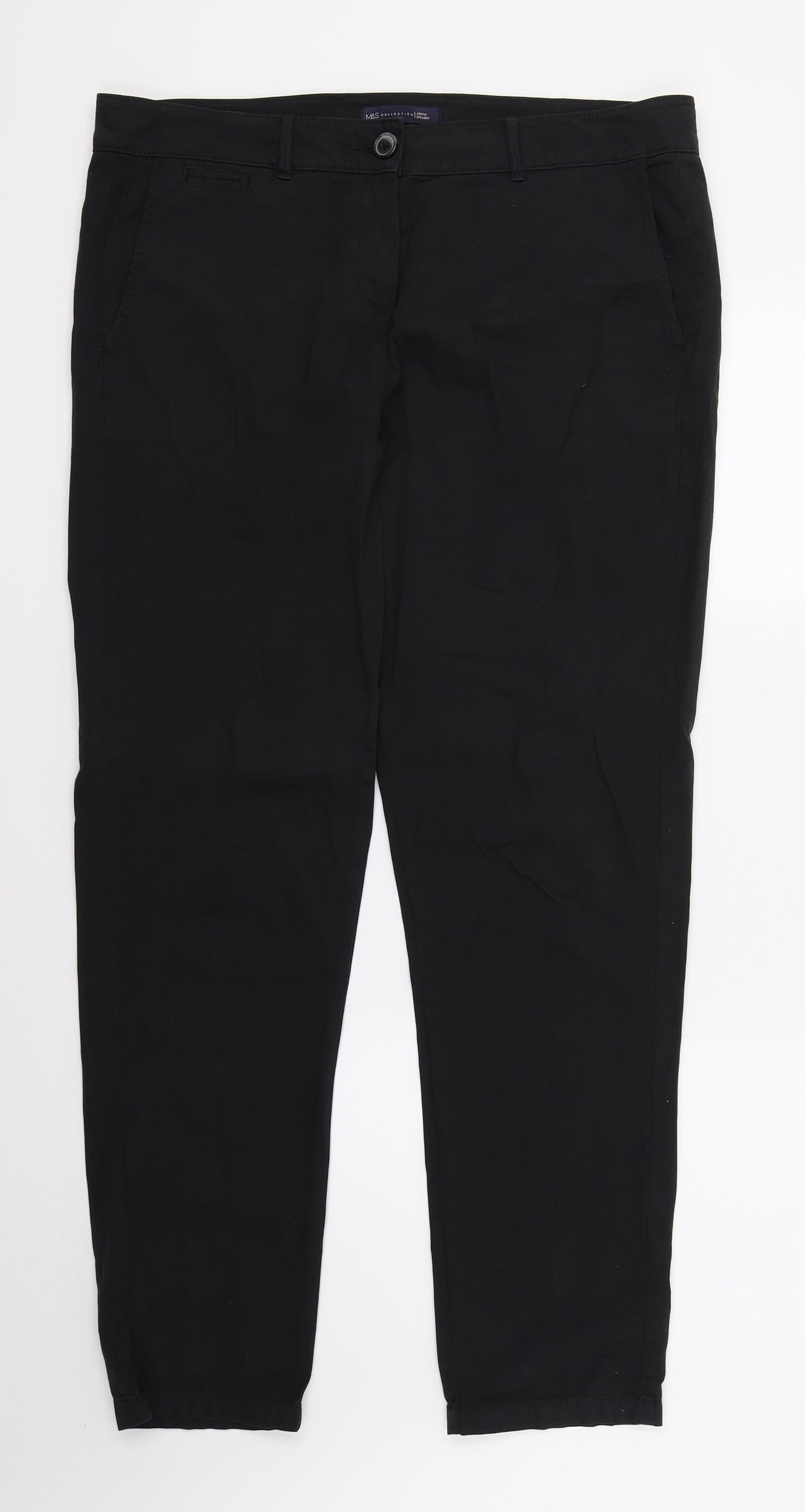 M&S Womens Black   Chino Trousers Size 14 L29.5 in