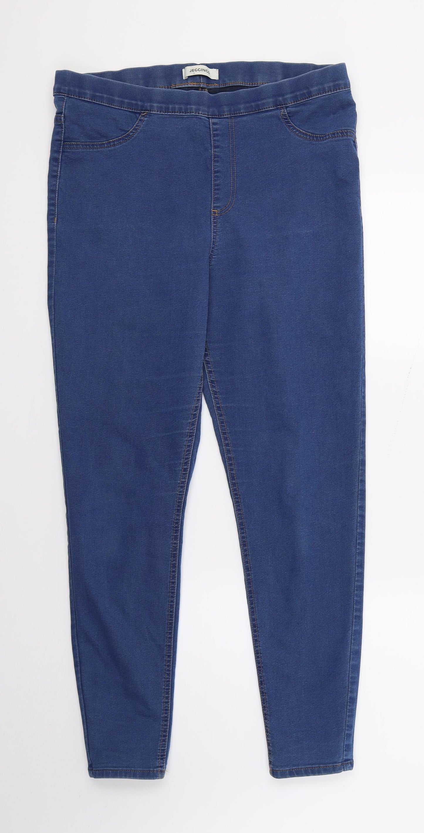 M&S Womens Blue  Denim Jegging Trousers Size 16 L28 in