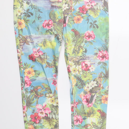 River Island Womens Multicoloured Floral Denim Skinny Jeans Size 12 L28 in