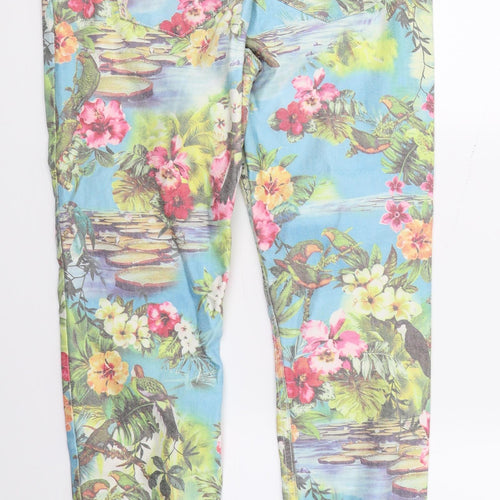 River Island Womens Multicoloured Floral Denim Skinny Jeans Size 12 L28 in