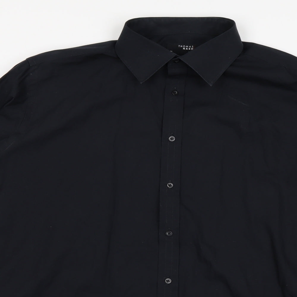 Thomas Nash Mens Black    Dress Shirt Size 17