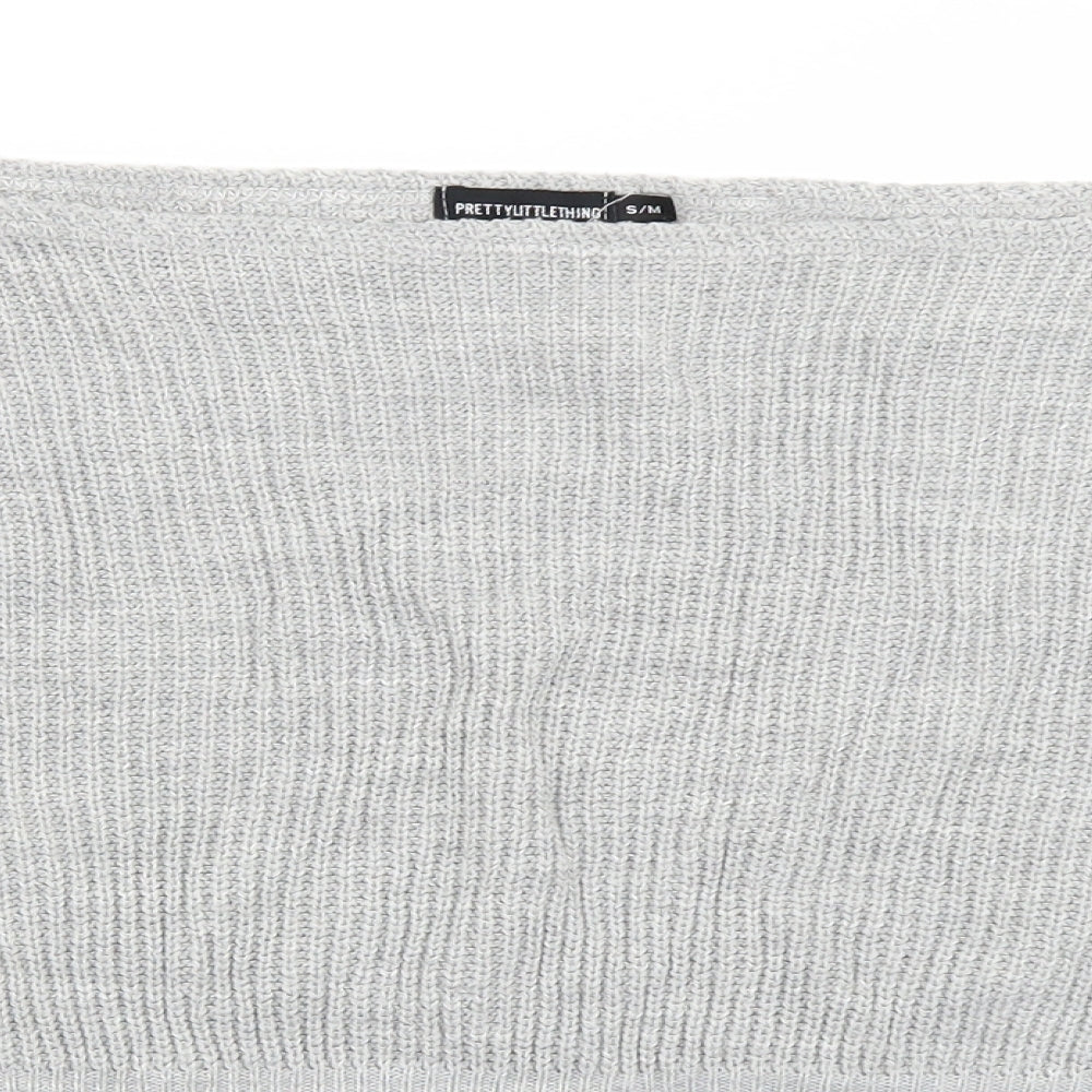 Pretty Little Thing Womens Grey  Knit Pullover Jumper Size S