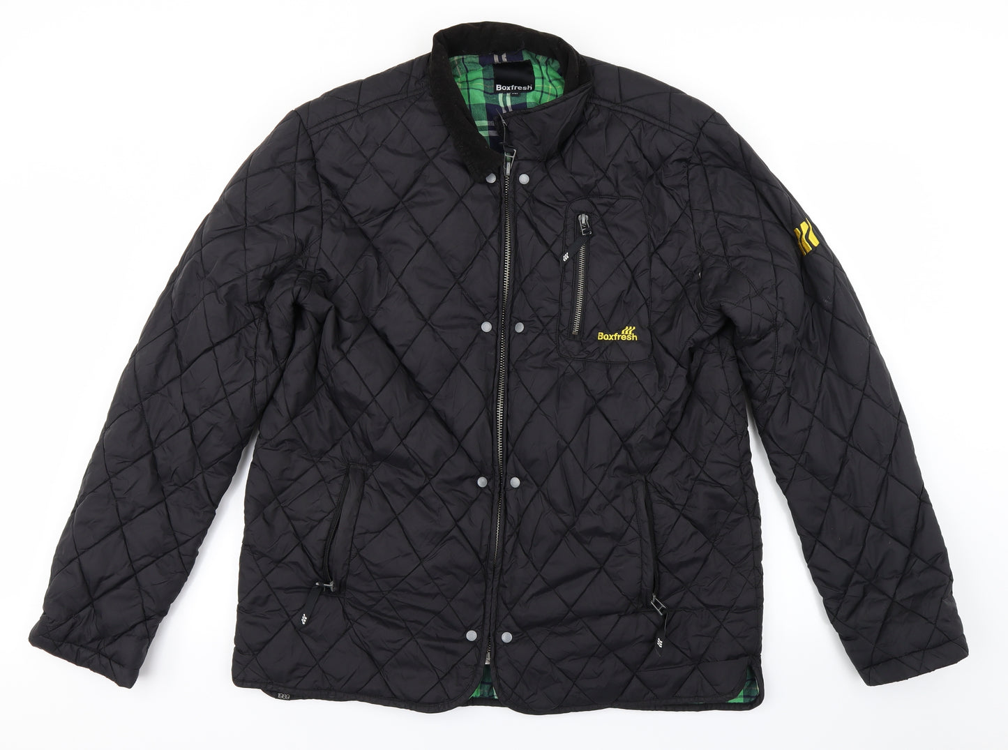 Boxfresh Mens Black Argyle/Diamond  Pea Coat Coat Size 2XL