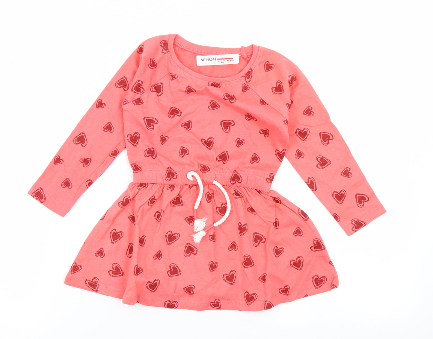 Minoti Girls Pink   Skater Dress  Size 12-18 Months  - Heart Print