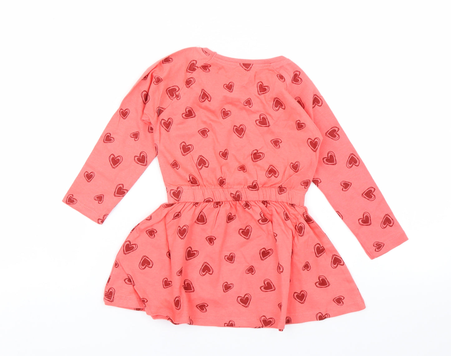 Minoti Girls Pink   Skater Dress  Size 12-18 Months  - Heart Print
