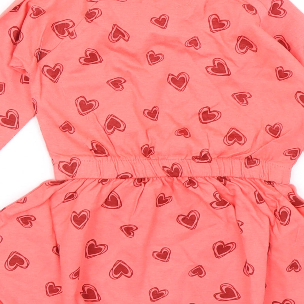 Minoti Girls Pink   Skater Dress  Size 12-18 Months  - Heart Print