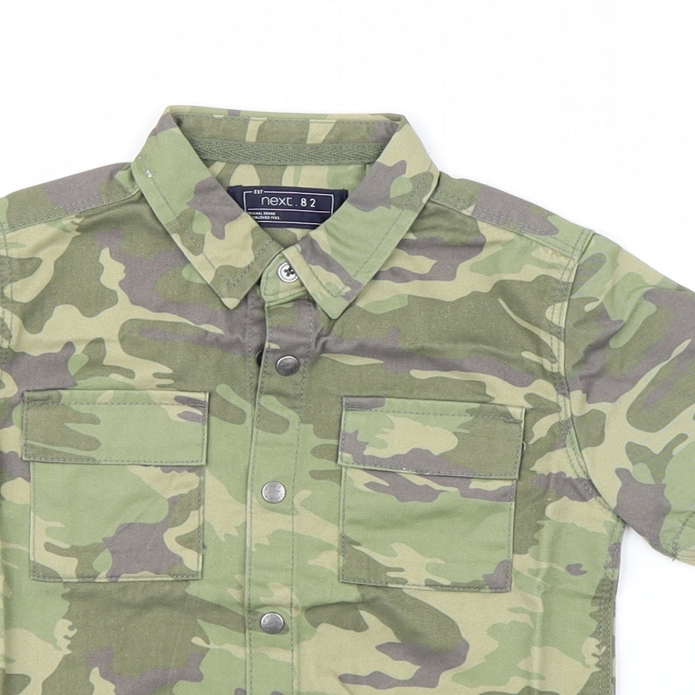 NEXT Boys Green Camouflage  Basic Button-Up Size 2-3 Years