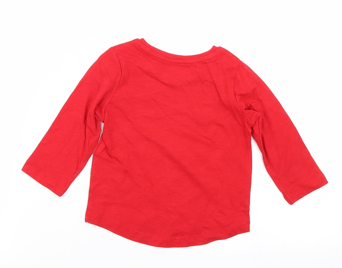 Matalan Girls Red   Basic T-Shirt Size 9-12 Months  - Christmas Reindeer