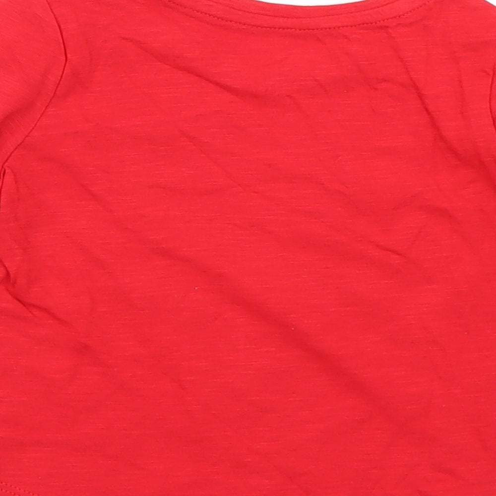 Matalan Girls Red   Basic T-Shirt Size 9-12 Months  - Christmas Reindeer