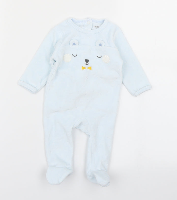 Vertbaudet Boys Blue Babygrow One-Piece Size 0-3 Months - Bear