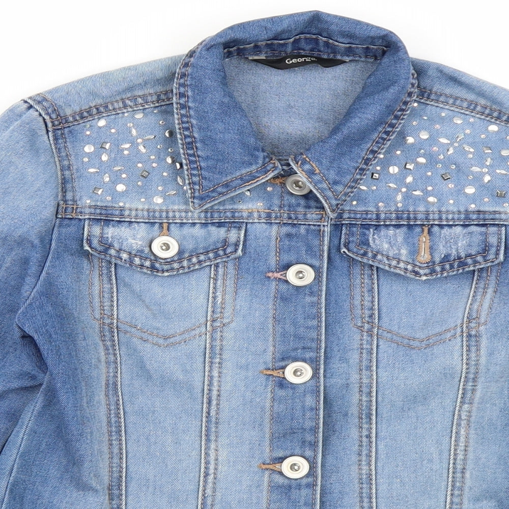 George Girls Blue  Denim Jacket  Size 9-10 Years
