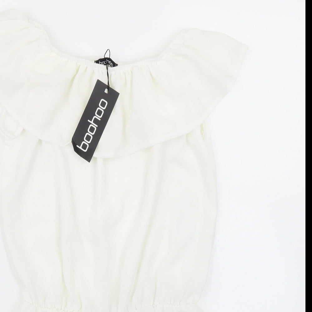 Boohoo Womens White   Playsuit One-Piece Size M