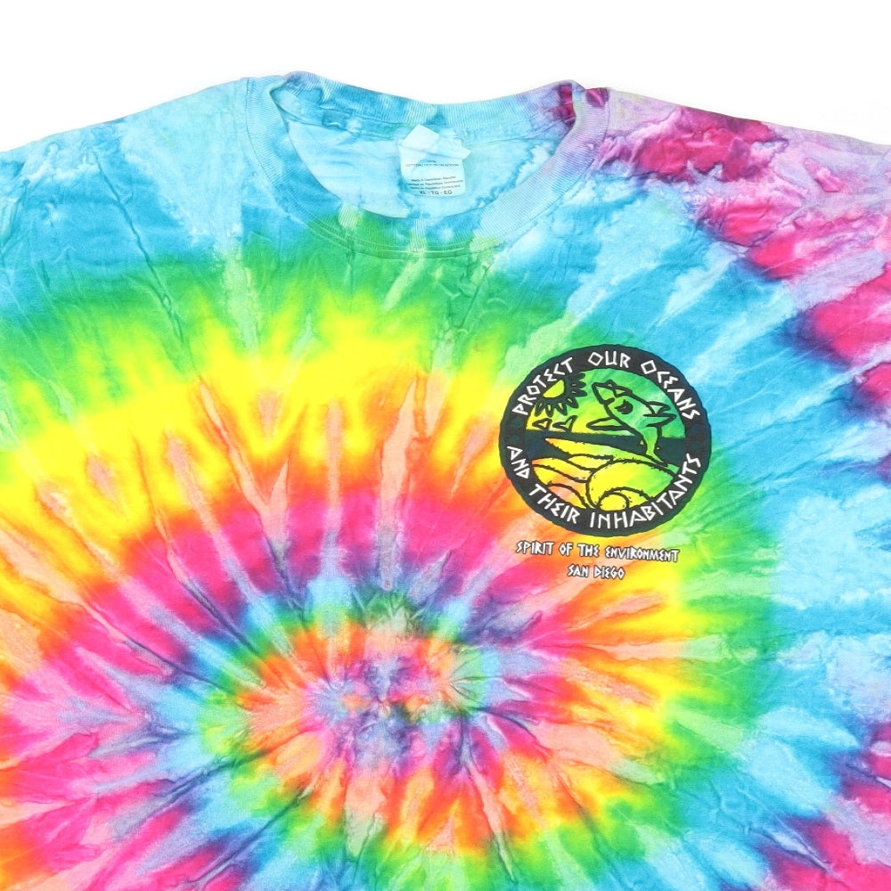 Colortone Mens Blue    Polo Size XL  - Tie dye