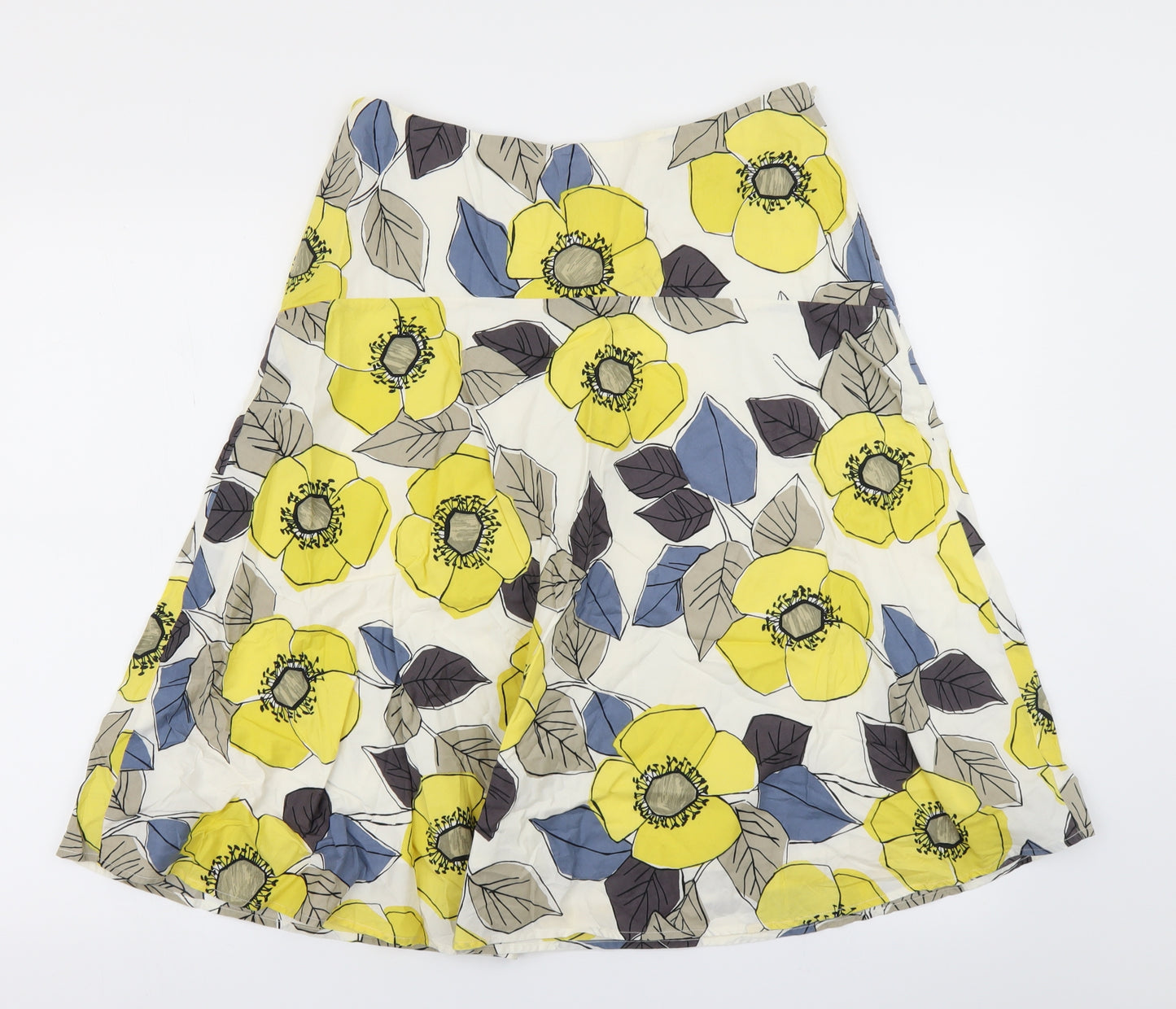 Boden Womens White Floral  Flare Skirt Size 14