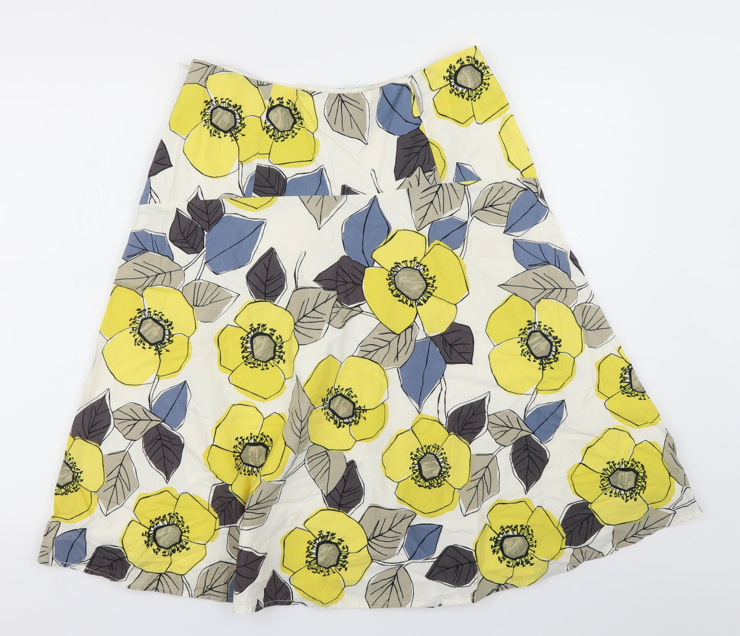 Boden Womens White Floral  Flare Skirt Size 14