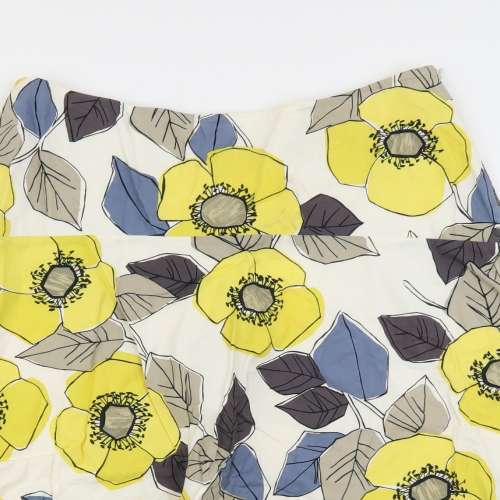 Boden Womens White Floral  Flare Skirt Size 14