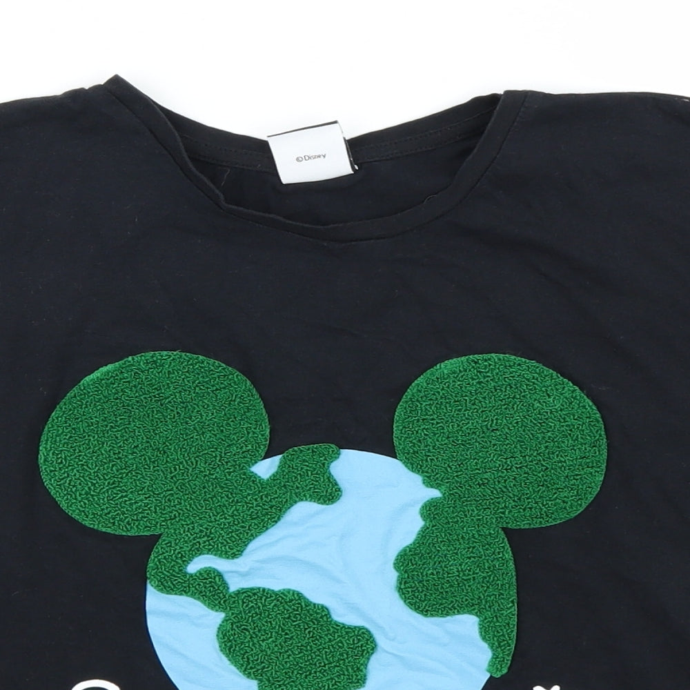 George Girls Black   Basic T-Shirt Size 11-12 Years  - Mickey Mouse