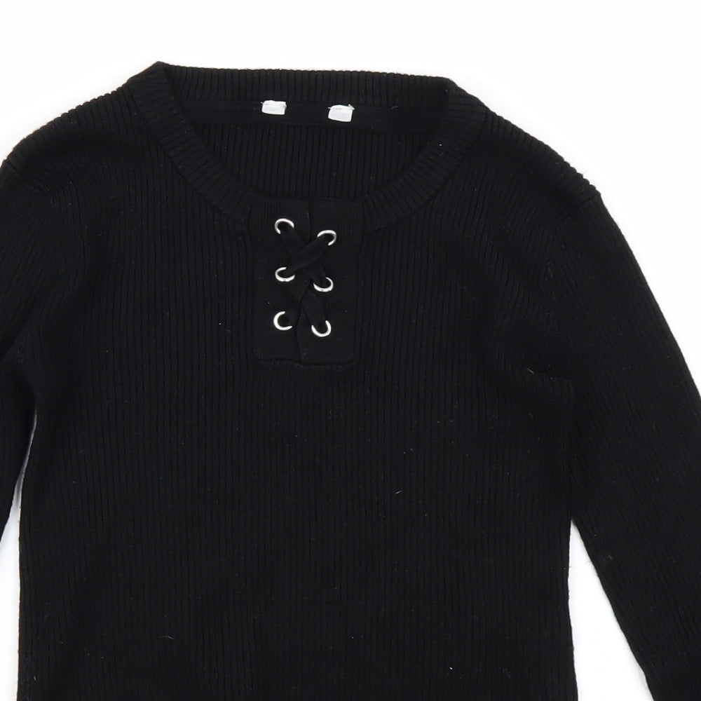 Miss E-vie Girls Black   Basic T-Shirt Size 9-10 Years