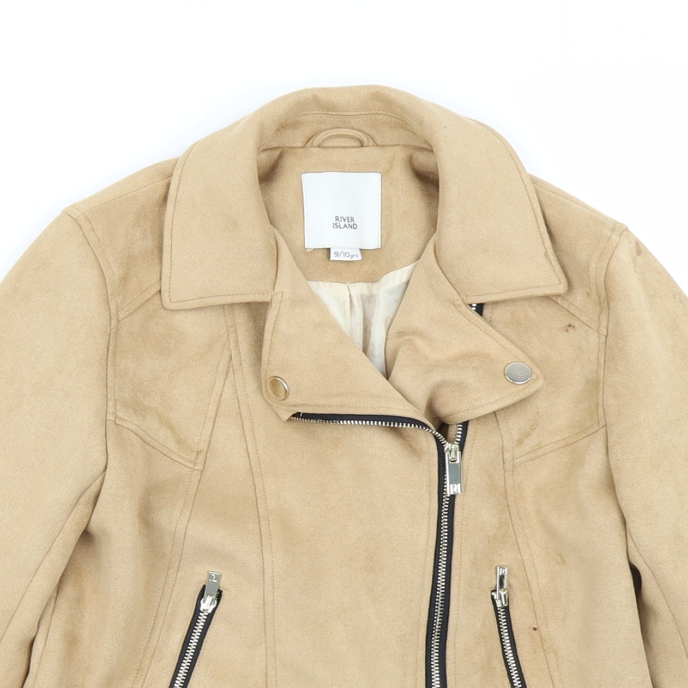 River Island Girls Brown   Biker Jacket Size 9-10 Years