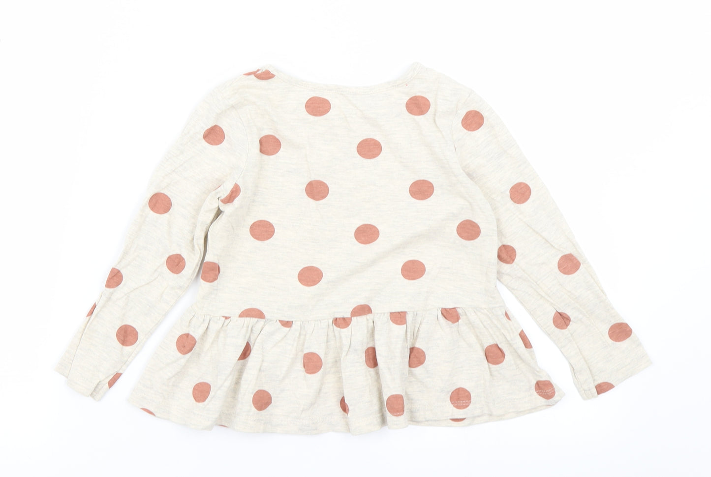 George Girls Beige Polka Dot  Basic T-Shirt Size 3-4 Years