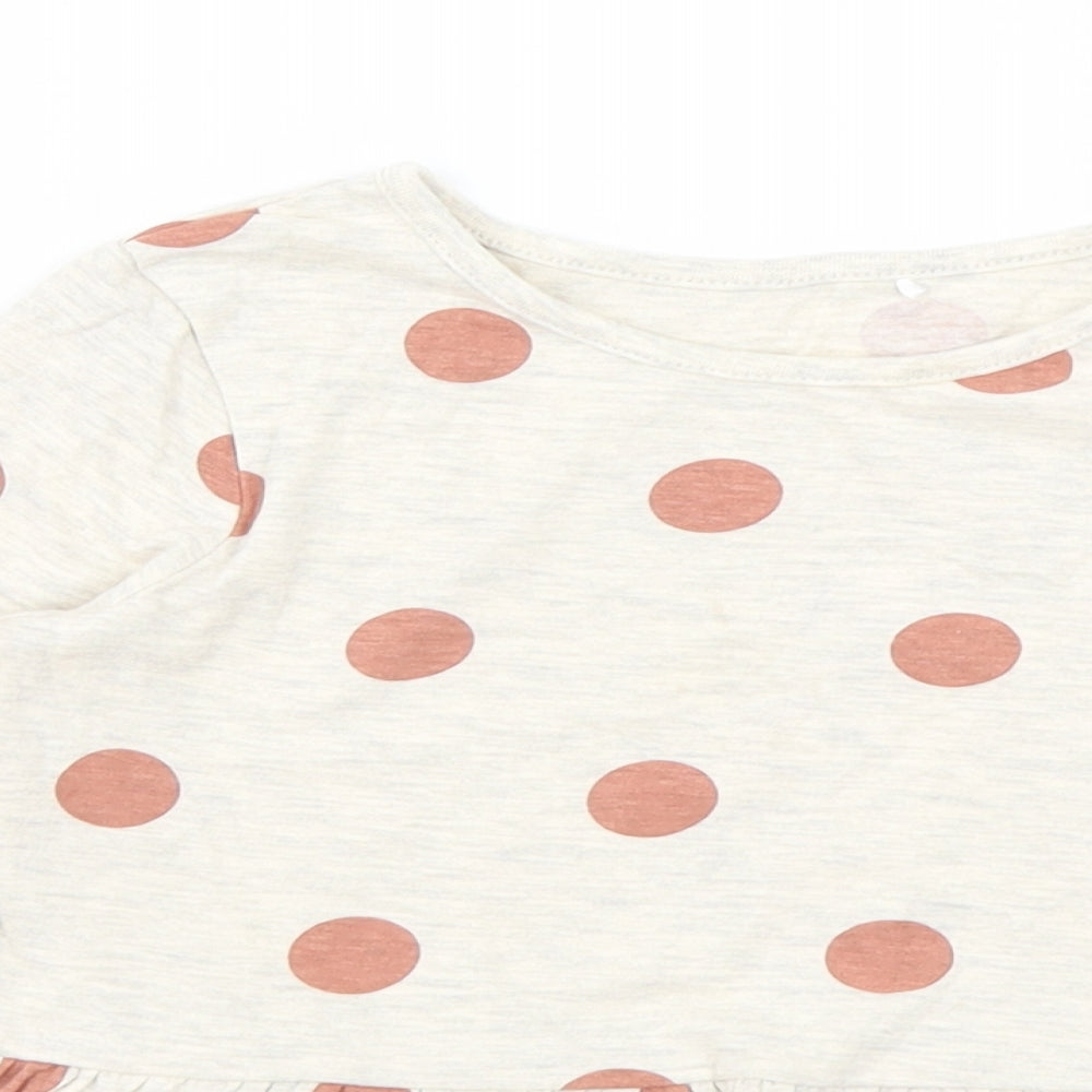 George Girls Beige Polka Dot  Basic T-Shirt Size 3-4 Years