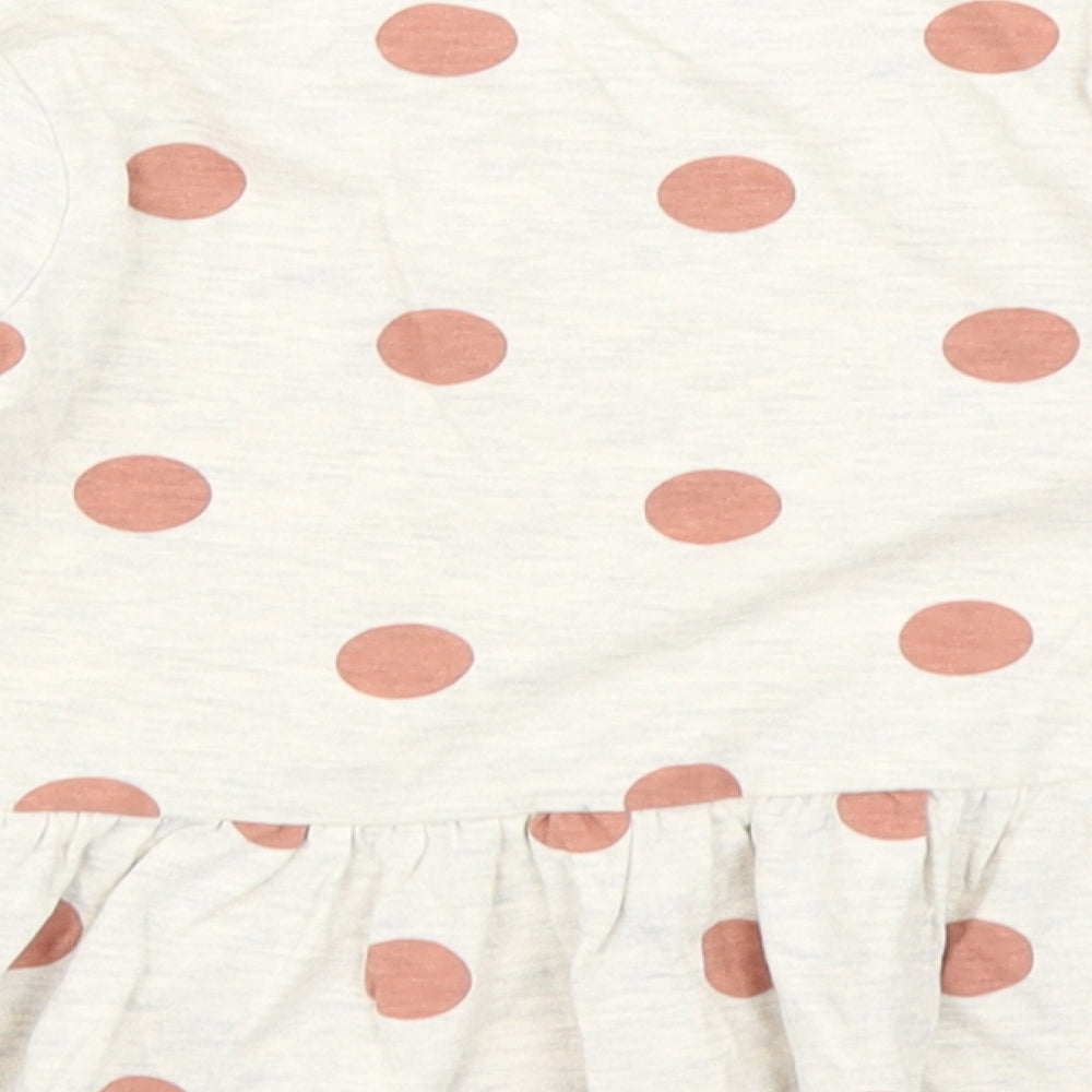 George Girls Beige Polka Dot  Basic T-Shirt Size 3-4 Years