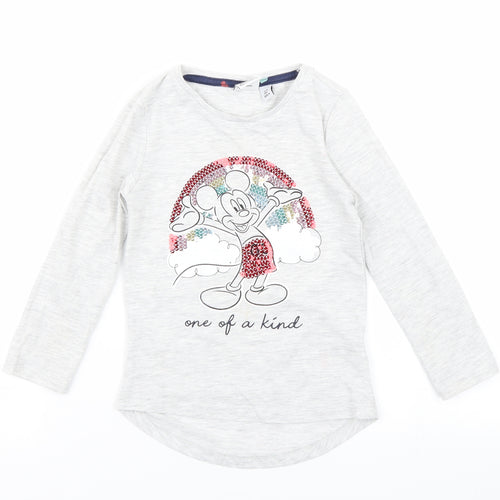 F&F Girls Grey   Basic T-Shirt Size 3-4 Years  - Mickey Mouse