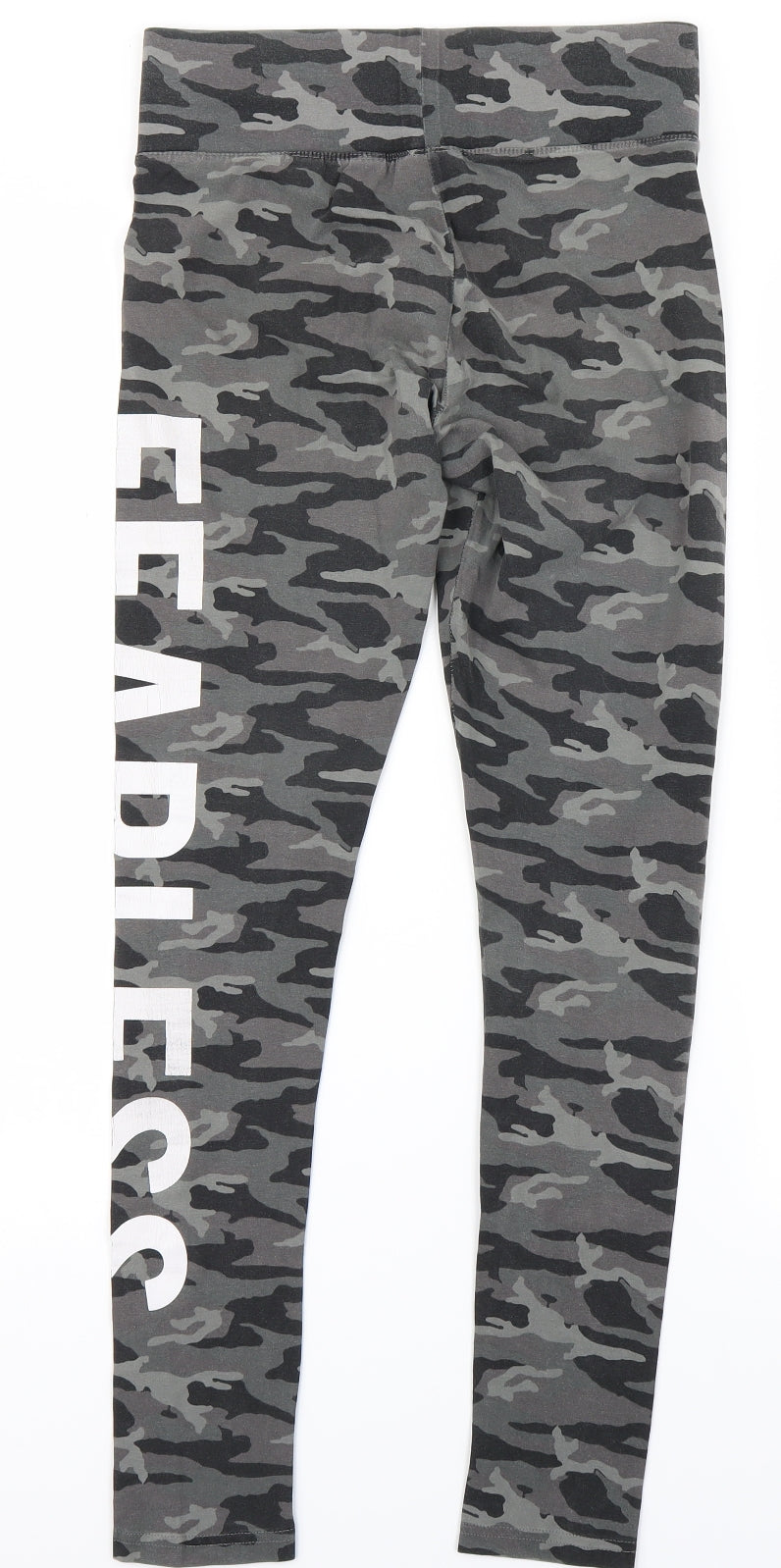 Golddigga Womens Grey Camouflage  Jogger Leggings Size 10 L26 in